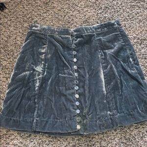 Light blue suede mini skirt